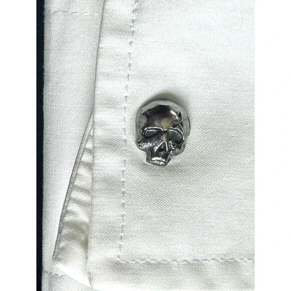 Marc Ecko No. 72 Time Square NY Mens Large Button DN Dress Shirt Skull Tuxedo - Picture 8 of 14